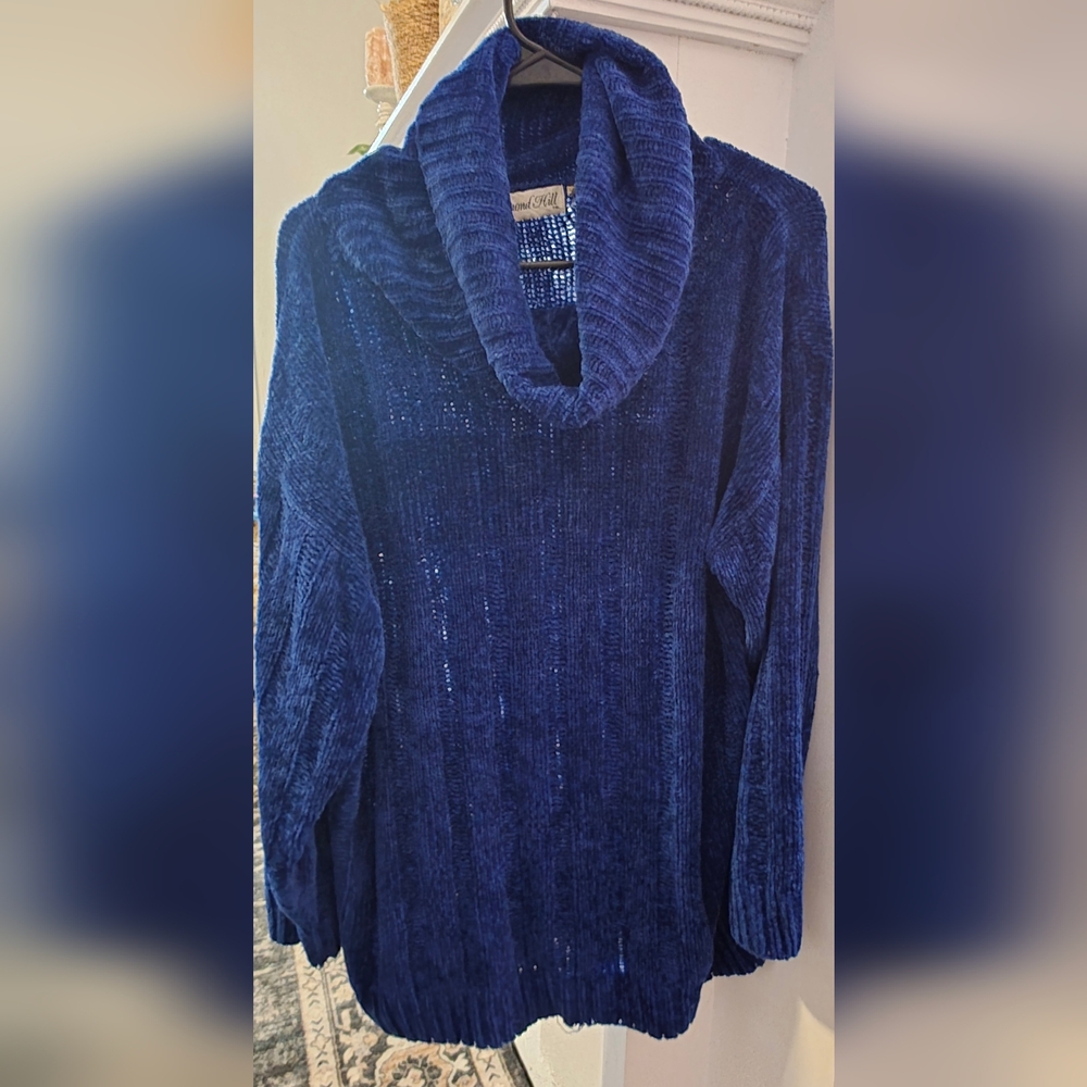 Deep Blue Cowl Neck Sweater